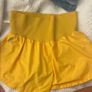 Vibrant Yellow Ribbed Waist Shorts